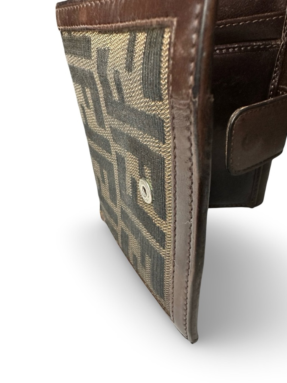 80’s FENDI Zucca wallet - bi fold with a Double Snap Closure - vintage pre loved - Picture 7 of 13
